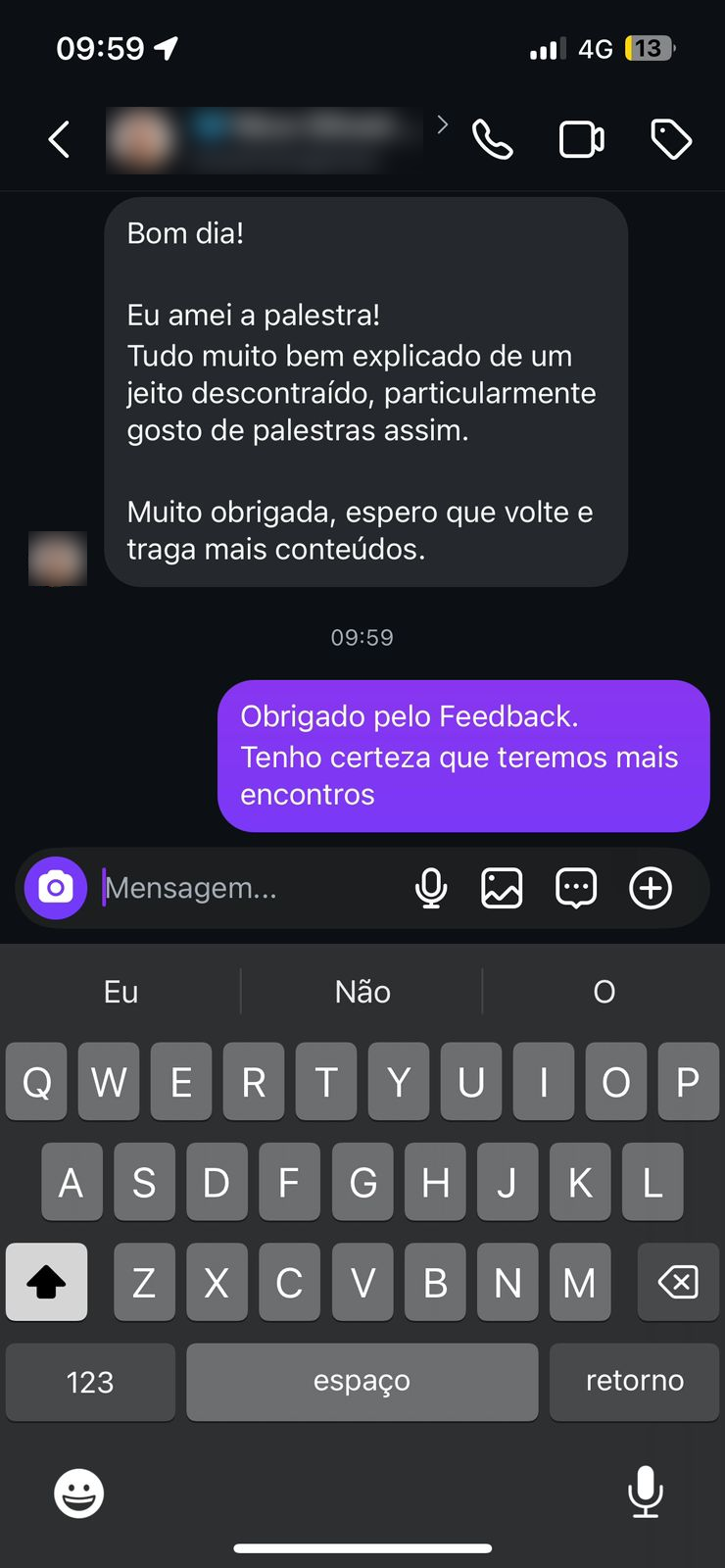 Depoimento de cliente satisfeito